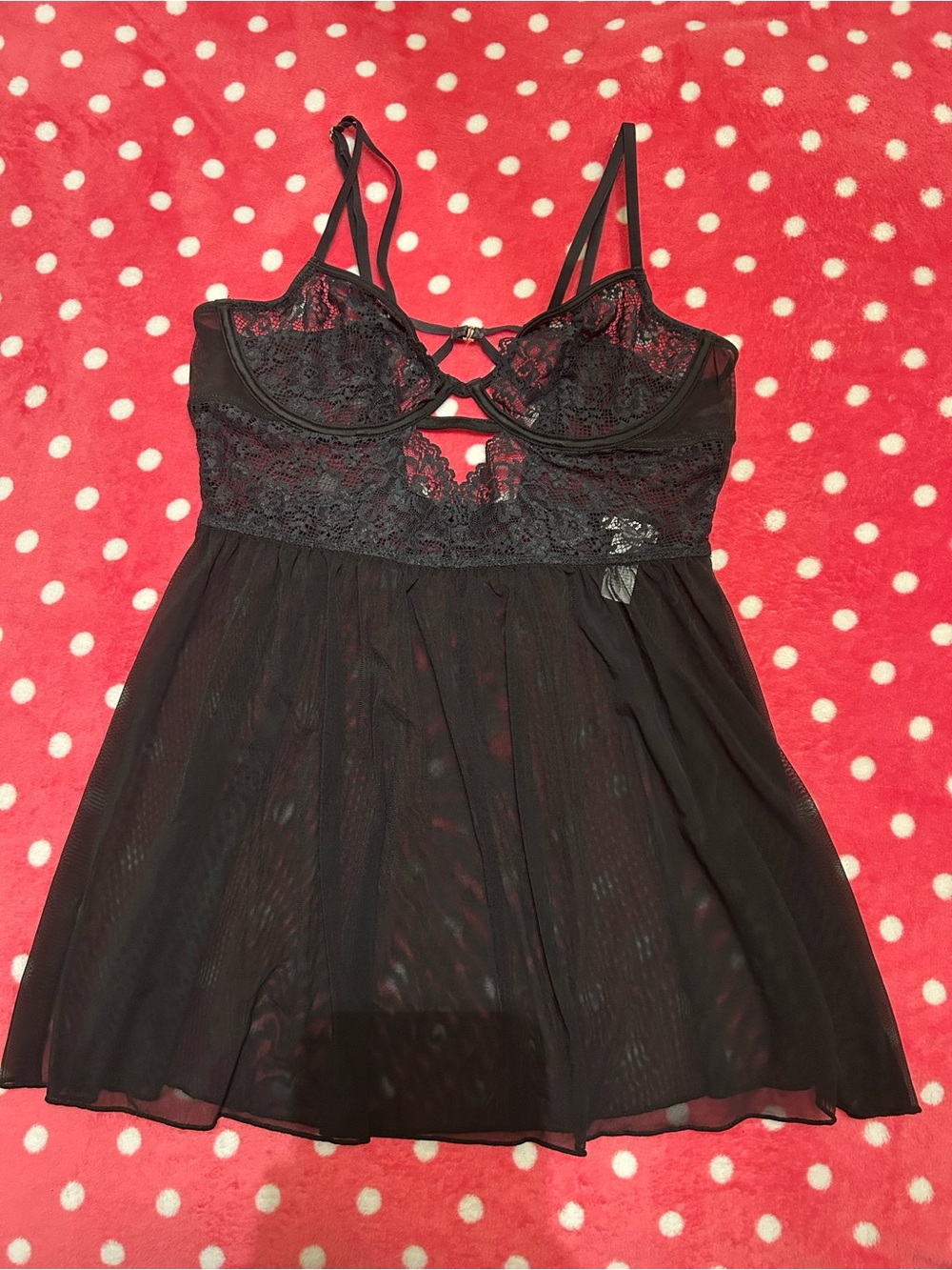 Adore Me Women's Black Lace Babydoll Nightdress